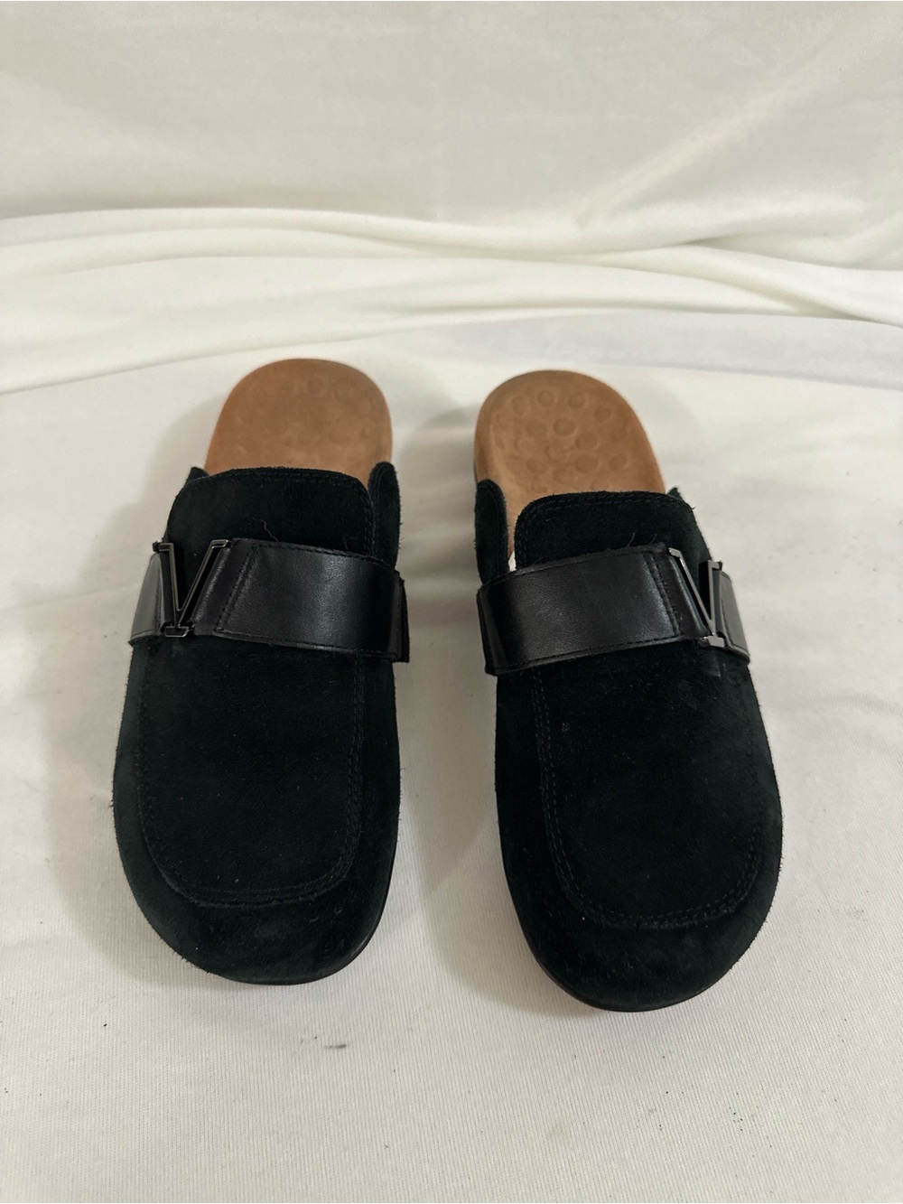 Vionic Black Suede Slip-On Mules